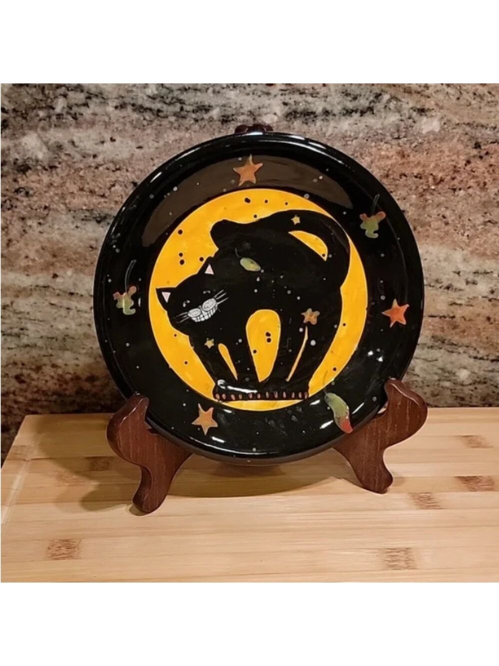Halloween Susan Winget Certified International cat ceramic plate